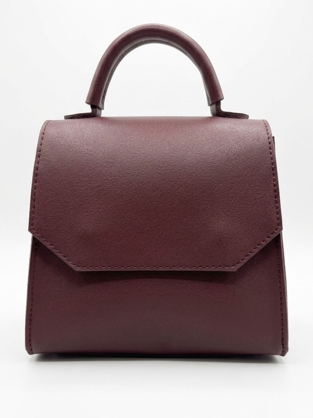 Coco + Carmen Burgundy Red 100% Vegan Leather Structured Top Handle Mini Bag